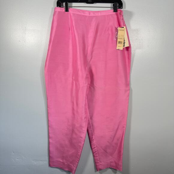 Deadstock 100% Silk Taffeta Pants Pink Vintage 90s Trousers Bubblegum Barbiecore - Picture 2 of 12